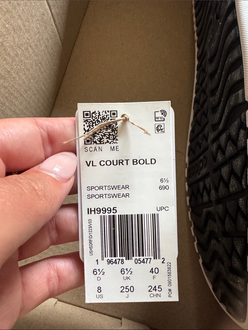 adidas Women's Platform Court Sneakers - Black/White - Picture 7 of 7